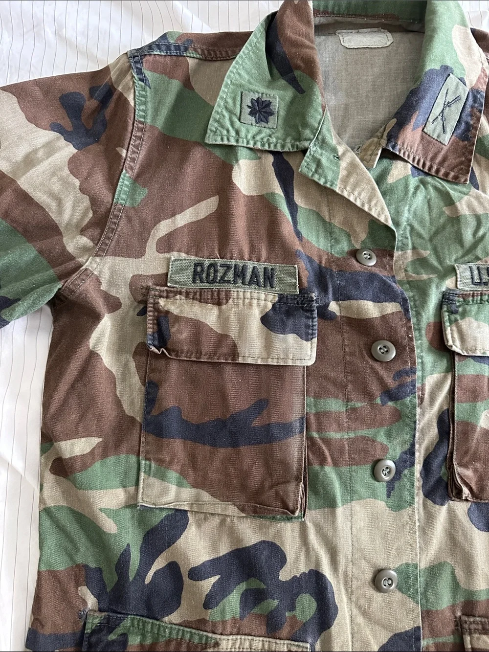 VTG 1981 US Army 1st Pattern Woodland Camo BDU Jacket Smooth Twill Square Flap